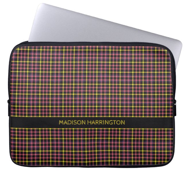 Individuelle Name Kariert / Tartan Muster Laptopschutzhülle (Vorderseite)