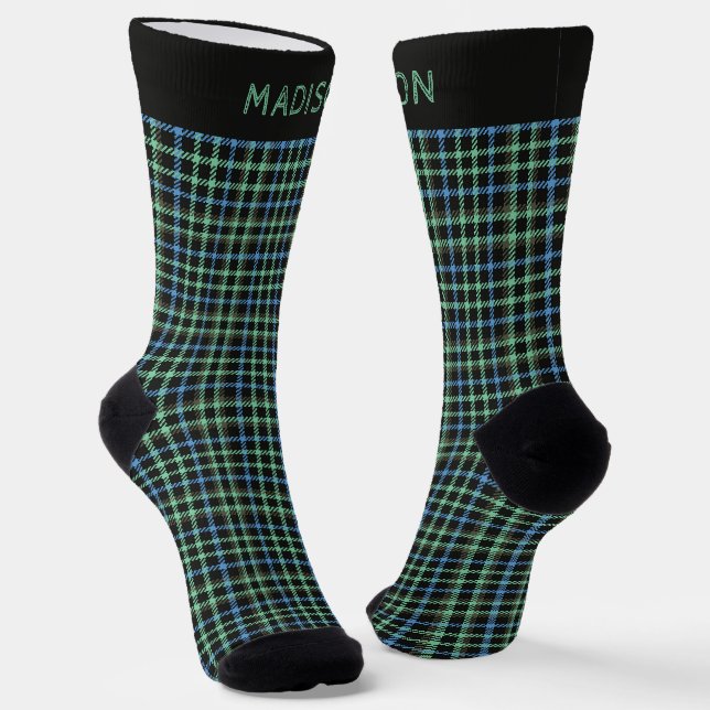 Individuelle Name Kariert / Tartan Muster Socken (Gewinkelt)