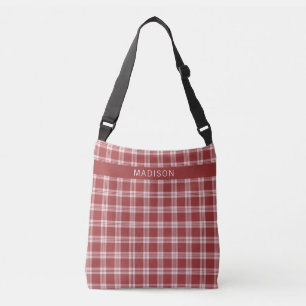 Individuelle Name Kariert / Tartan Muster Tragetaschen Mit Langen Trägern