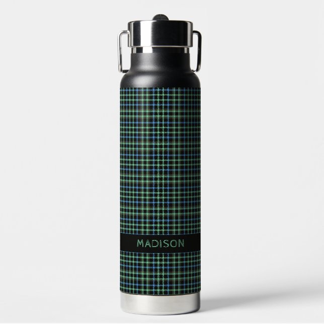 Individuelle Name Kariert / Tartan Muster Trinkflasche (Vorderseite)