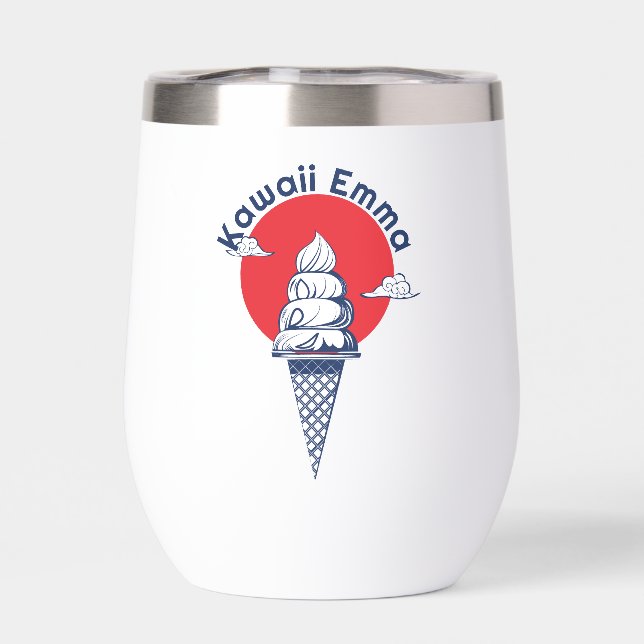 Individuelle Name Kawaii Ice Cream Cone Niedlich J (Rückseite)