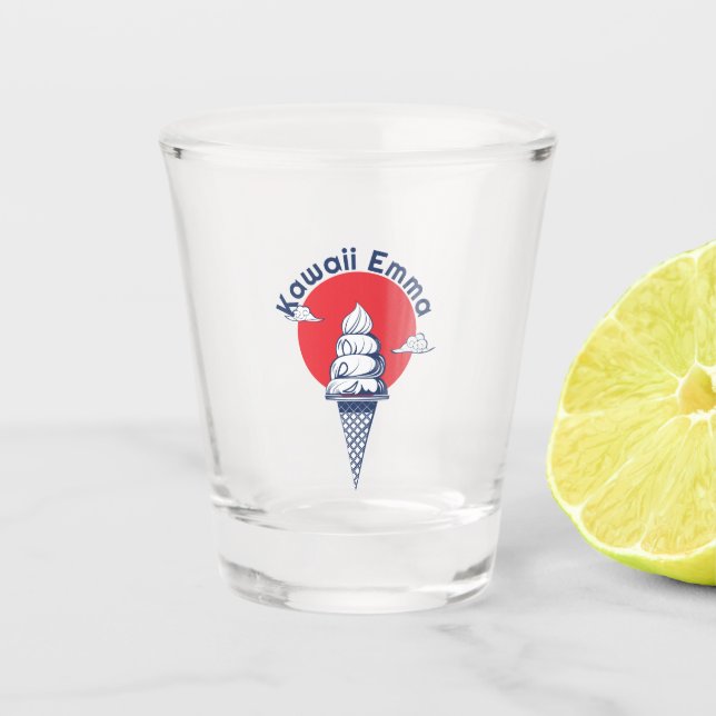 Individuelle Name Kawaii Ice Cream Cone Niedlich J Schnapsglas (Vorderseite)