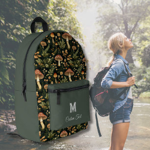 Individuelle Name   Kerngehäuse Mushroom Muster Bedruckter Rucksack