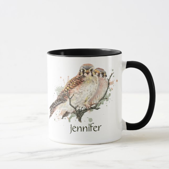 Individuelle Name Kestrel Bird Naturkunde Tasse (Rechts)