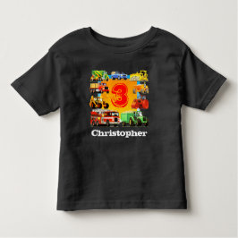 Individuelle Name Kids Construction Truck 3. Gebur Kleinkind T-shirt