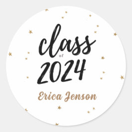 Individuelle Name-Klasse der 2024-Gold-Abschluss-C Runder Aufkleber