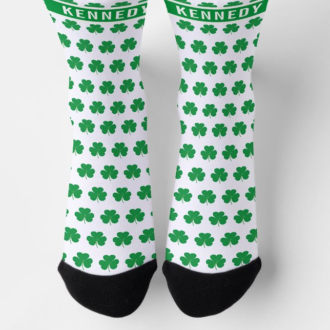 Individuelle Name Kleeblatt Clover Muster Grün Wei Socken (Von Creator hochgeladen)