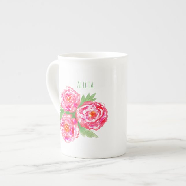 Individuelle Name Knochenerkrankung Tasse Rose Aqu (Vorderseite Links)