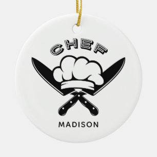 Individuelle Name-Koch-Logo Keramik Ornament