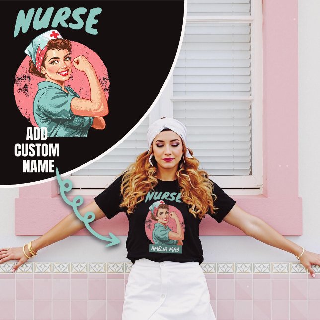 Individuelle Name-Krankenpflege Retro-Geschenk T-Shirt (Custom Name Nurse Vintage Personalized Retro Gift T-Shirt.)