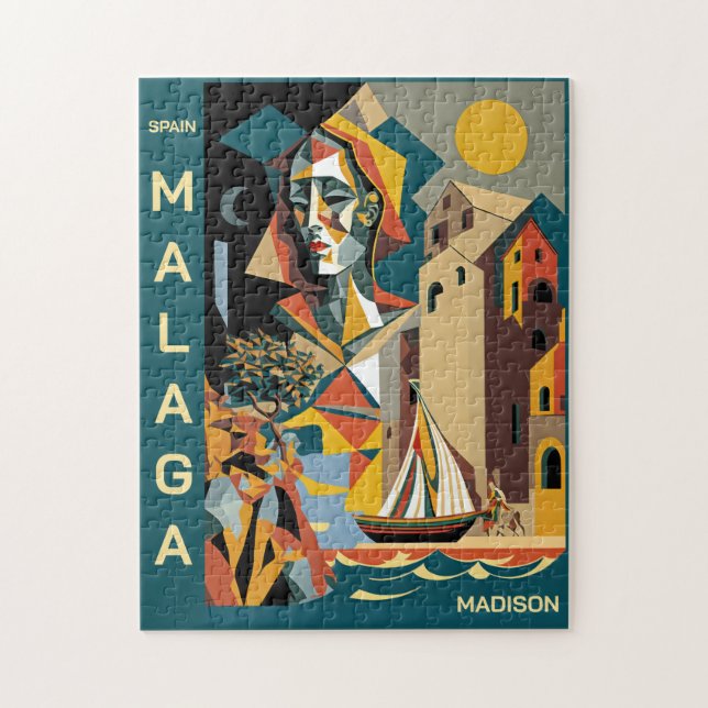Individuelle Name Kubist Malaga Puzzle (Vertikal)
