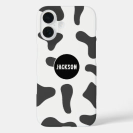 Individuelle Name Kuh drucken Schwarz-weiß iPhone 16 Hülle