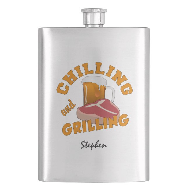 Individuelle Name-Kühlkolben und Grillkolben Flachmann (Vorderseite)