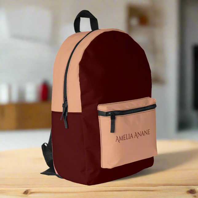 Individuelle Name l Einzigartiges Dunkles Rot und  Bedruckter Rucksack (Von Creator hochgeladen)