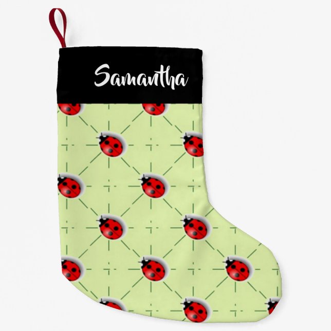 individuelle Name-Ladybugs-Muster Kleiner Weihnachtsstrumpf (Vorderseite)