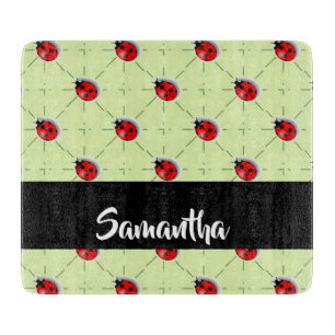 Individuelle Name-Ladybugs-Muster Schneidebrett