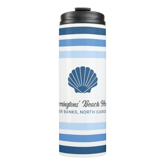 Individuelle Name & Lage Beach House Thermosbecher (Vorderseite)