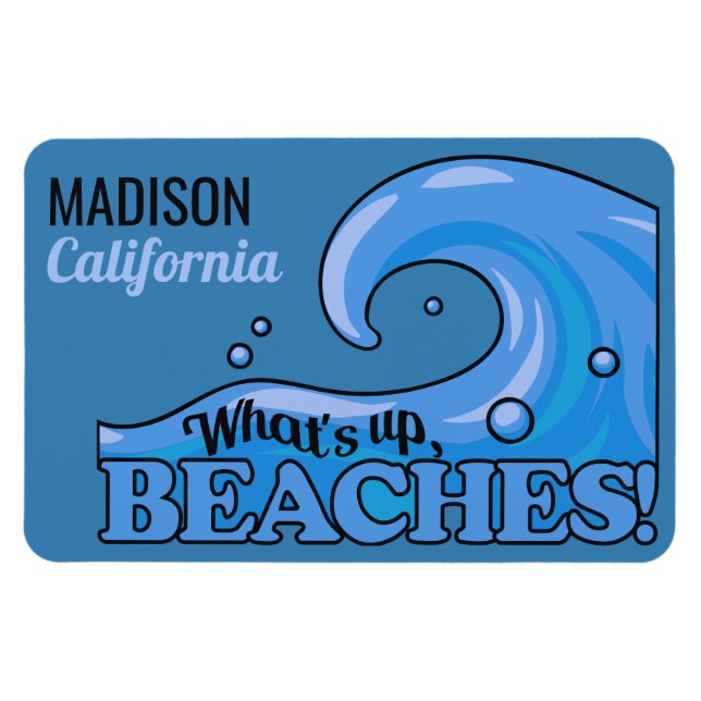 Individuelle Name & Lage Funny Beach Wave Magnet (Horizontal)