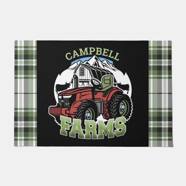 Individuelle Name Landbetrieb Stalltraktor Bauer Fußmatte (Vorderseite)