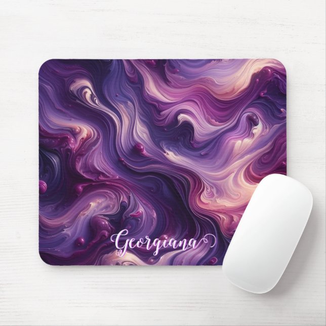 Individuelle Name Lebhafter Lila Farbeffekt Mousepad (Mit Mouse)