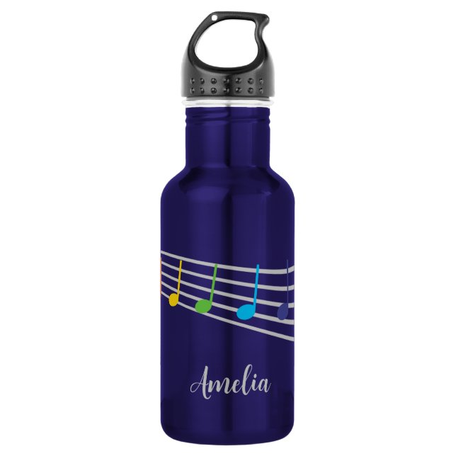 Individuelle Name-Lehrerin - Musik - Rainbow-Notiz Edelstahlflasche (Vorderseite)