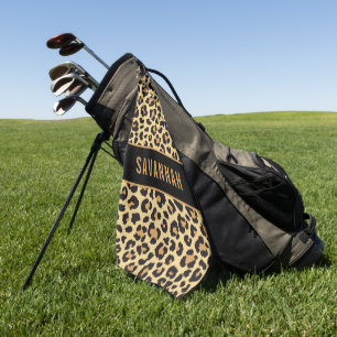 Individuelle Name Leopard Tierdruckmuster Klassisc Golfhandtuch