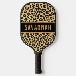 Individuelle Name Leopard Tierdruckmuster Klassisc Pickleball Schläger
