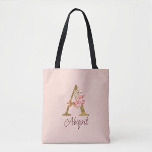 Individuelle Name Letter A Gold Foil Roses Rosa Ro
