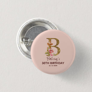 Individuelle Name Letter B Gold Rosa Rose Schaltfl Button