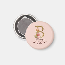 Individuelle Name Letter B Gold Rosa Rosen Magnet