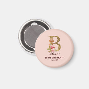 Individuelle Name Letter B Gold Rosa Rosen Magnet