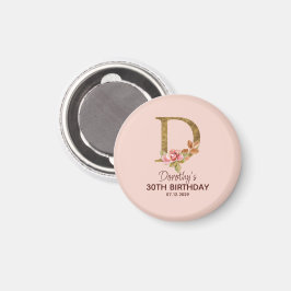 Individuelle Name Letter D Gold Rosa Rosen Magnet