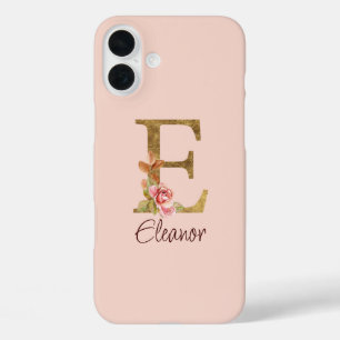 Individuelle Name Letter E Goldene Forelle Rose Ro iPhone 16 Plus Hülle