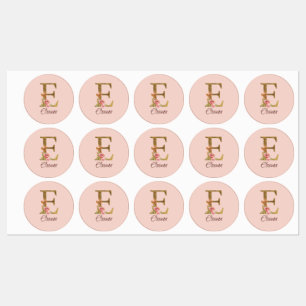 Individuelle Name Letter E Goldene Forelle Rose Ro Etiketten