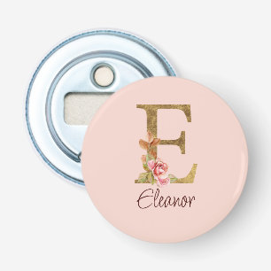 Individuelle Name Letter E Goldene Forelle Rose Ro Flaschenöffner