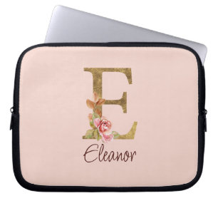 Individuelle Name Letter E Goldene Forelle Rose Ro Laptopschutzhülle