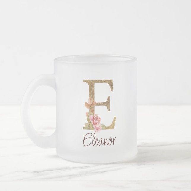 Individuelle Name Letter E Goldene Forelle Rose Ro Mattglastasse (Links)