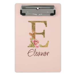 Individuelle Name Letter E Goldene Forelle Rose Ro Mini Klemmbrett