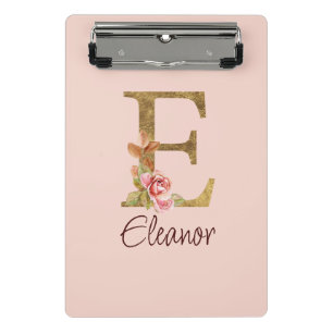 Individuelle Name Letter E Goldene Forelle Rose Ro Mini Klemmbrett