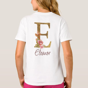 Individuelle Name Letter E Goldene Forelle Rose Ro T-Shirt