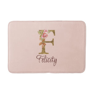 Individuelle Name Letter F Gold Foil Rose Rose Ros Badematte