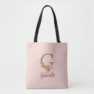 Individuelle Name Letter G Gold Foil Rose Rose Ros