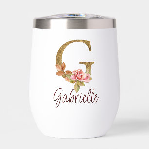 Individuelle Name Letter G Gold Foil Rose Rose Ros