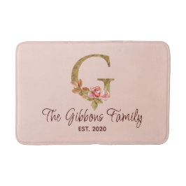 Individuelle Name Letter G Gold Foil Rose Rose Ros Badematte