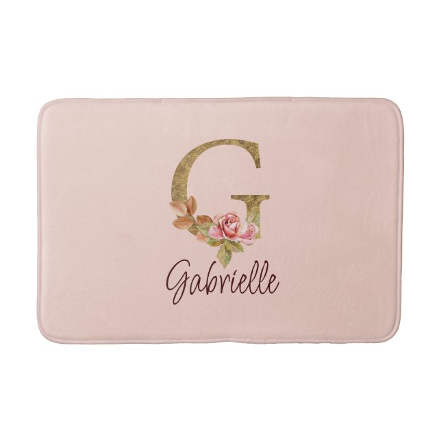 Individuelle Name Letter G Gold Foil Rose Rose Ros Badematte (Vorderseite)