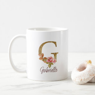 Individuelle Name Letter G Gold Foil Rose Rose Ros Kaffeetasse