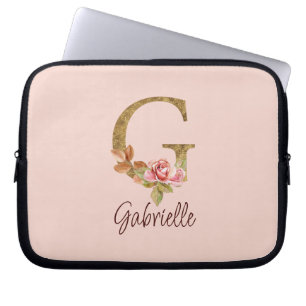 Individuelle Name Letter G Gold Foil Rose Rose Ros Laptopschutzhülle
