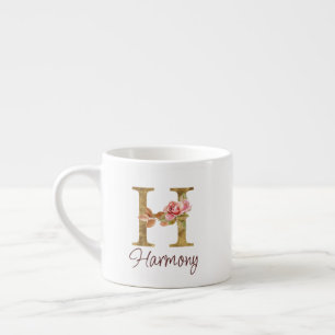 Individuelle Name Letter H Gold Foil Rose Rose Ros Espressotasse