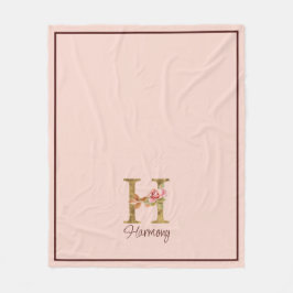 Individuelle Name Letter H Gold Foil Rose Rose Ros Fleecedecke