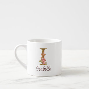 Individuelle Name Letter I Gold Foil Roses Rosa Ro Espressotasse